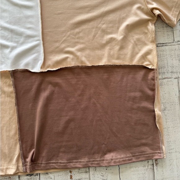 Multi Color Block Reverse Stitched Oversized Baggy Short Sleeve Shirt - Picture 6 of 10